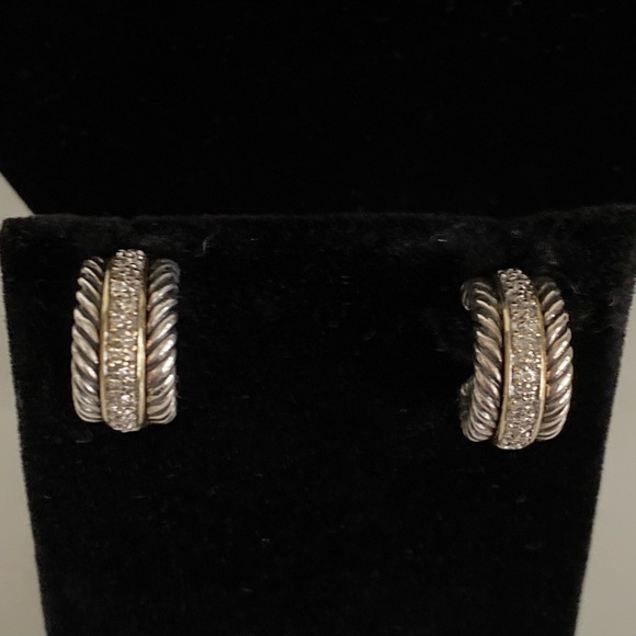 David Yurman Jewelry - David Yurman sterling, 18k gold & diamond earrings